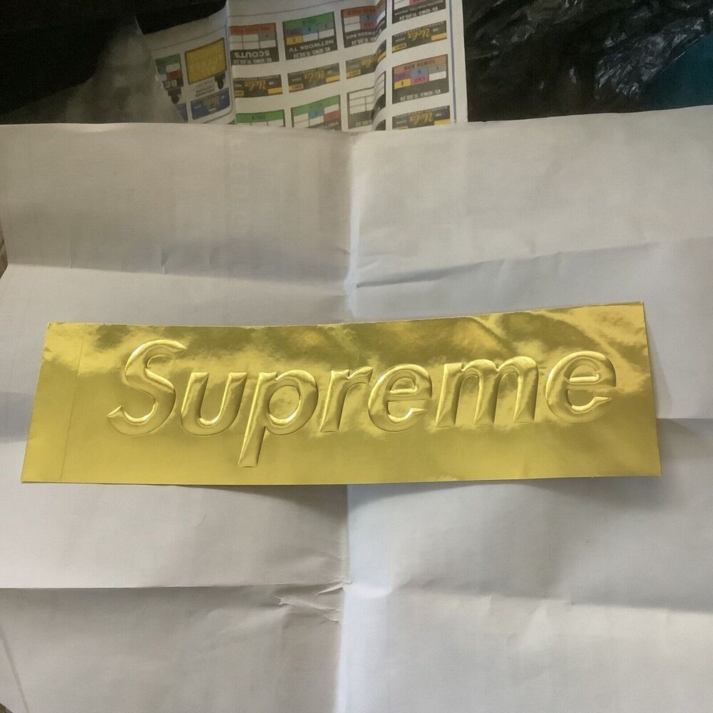 Supreme Embossed Metallic Gold Box Logo Sticker FW22